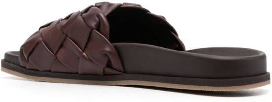 Santoni interwoven-design leather slides Brown