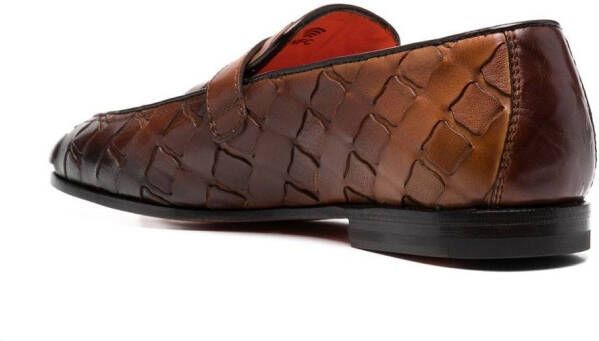 Santoni interwoven leather loafers Brown