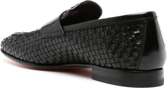 Santoni interwoven-leather penny loafers Black