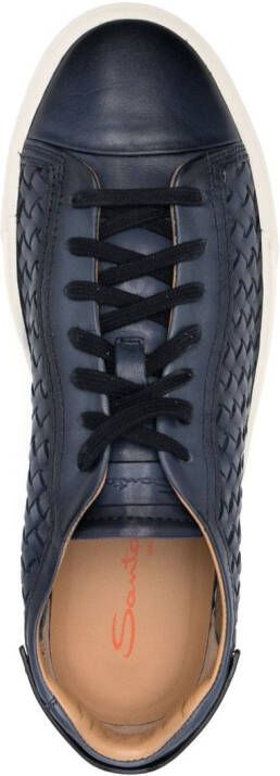 Santoni interwoven low-top leather sneakers Blue