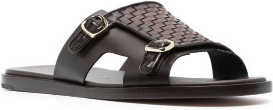 Santoni interwoven-strap flat leather sandals Brown