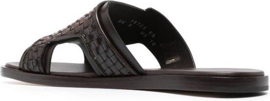 Santoni interwoven-strap flat leather sandals Brown