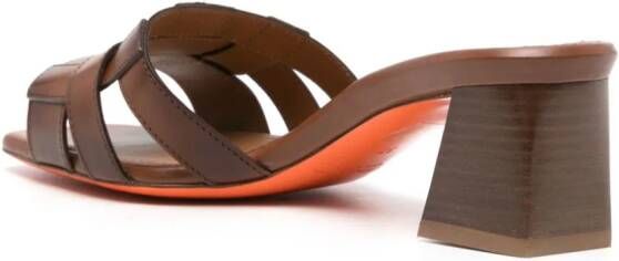Santoni interwoven-strap leather mules Brown