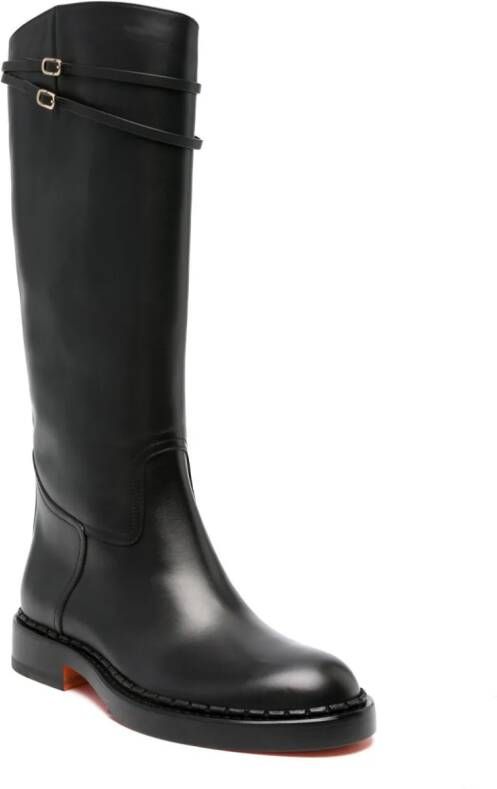 Santoni knee-length leather boots Black