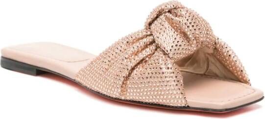 Santoni knot-detail crystal-embellished sandals Neutrals