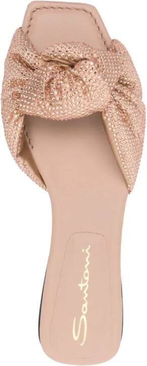 Santoni knot-detail crystal-embellished sandals Neutrals