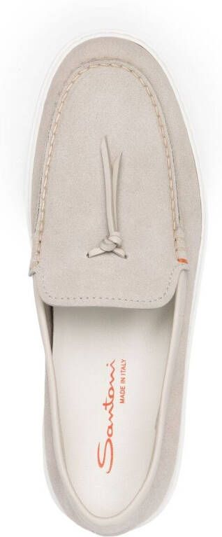 Santoni knot-detailed suede loafers Neutrals