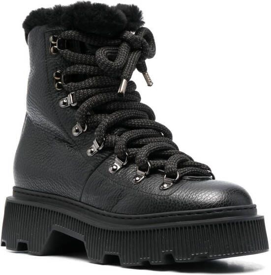 Santoni lace-up ankle boots Black