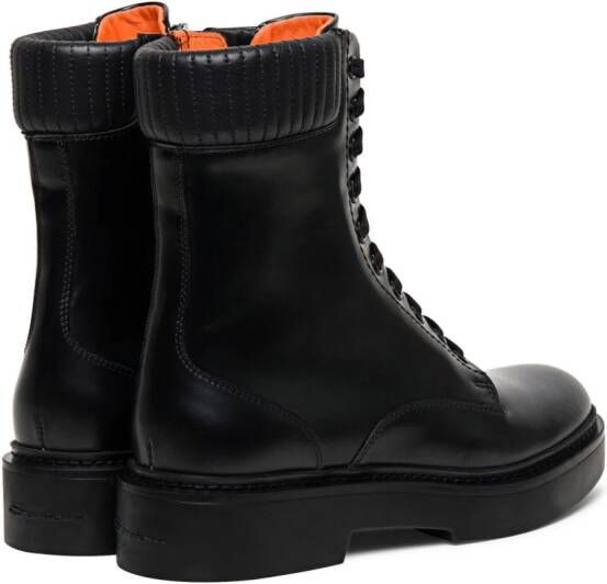 Santoni lace-up leather ankle boots Black