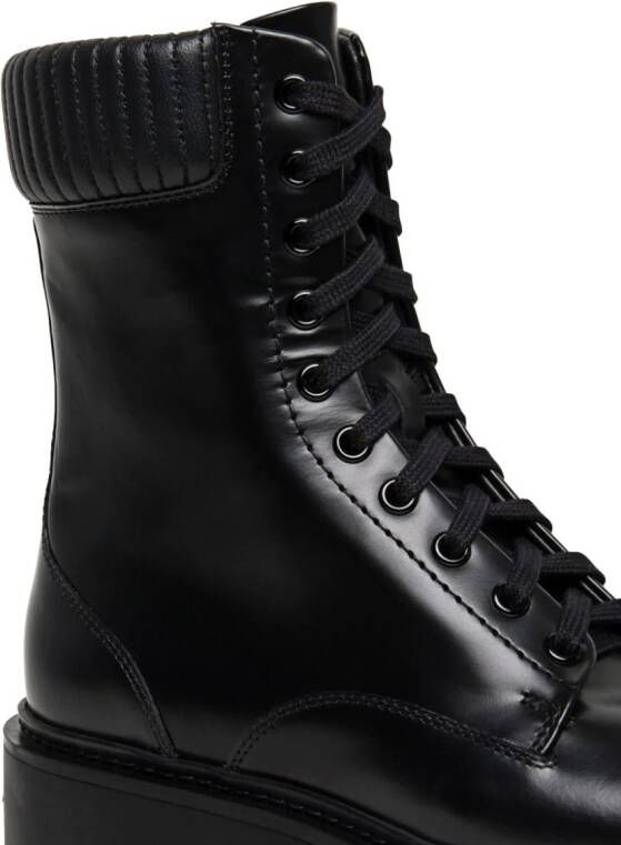 Santoni lace-up leather ankle boots Black