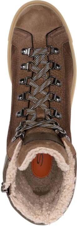 Santoni lace-up leather ankle boots Brown