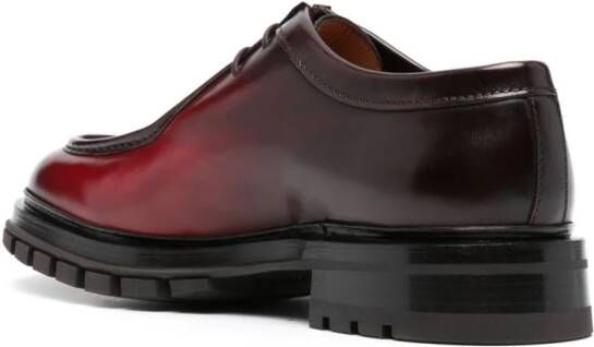 Santoni lace-up leather Boat shoes Red