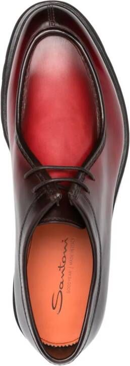 Santoni lace-up leather Boat shoes Red