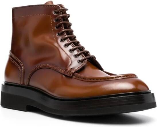 Santoni lace-up leather boots Brown