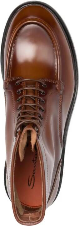 Santoni lace-up leather boots Brown