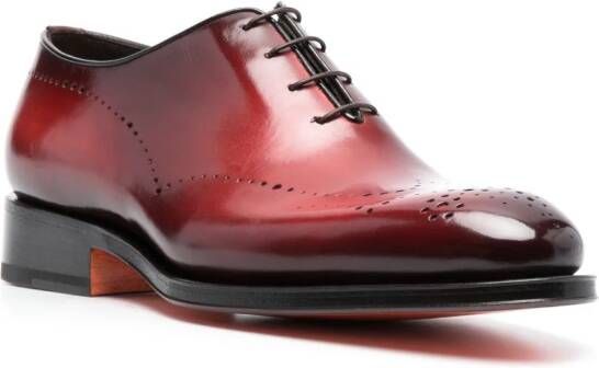 Santoni lace-up leather brogues Red