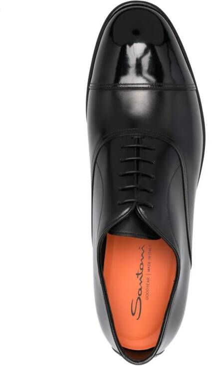 Santoni lace-up leather loafers Black