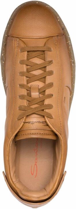 Santoni lace-up leather sneakers Brown