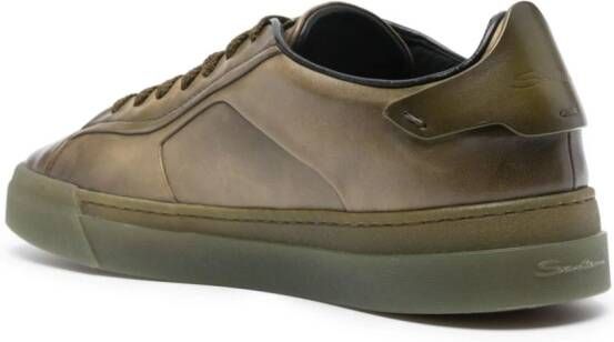 Santoni lace-up leather sneakers Green