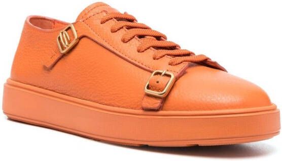 Santoni lace-up leather sneakers Orange