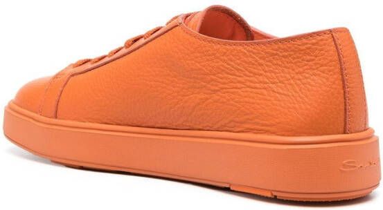 Santoni lace-up leather sneakers Orange