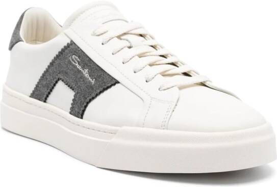 Santoni lace-up leather sneakers White