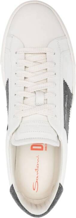 Santoni lace-up leather sneakers White