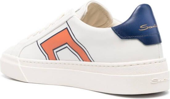 Santoni lace-up low-top leather sneakers White