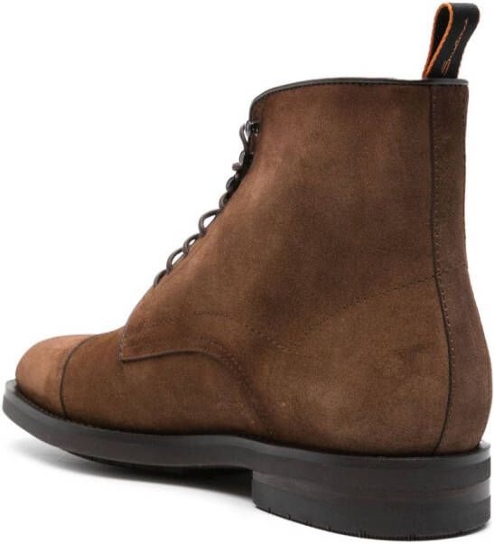 Santoni lace-up suede boots Brown