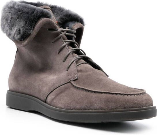 Santoni lace-up suede boots Grey