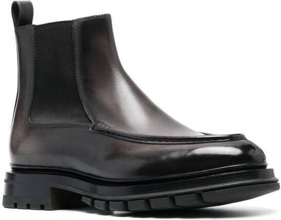 Santoni leather ankle boots Black