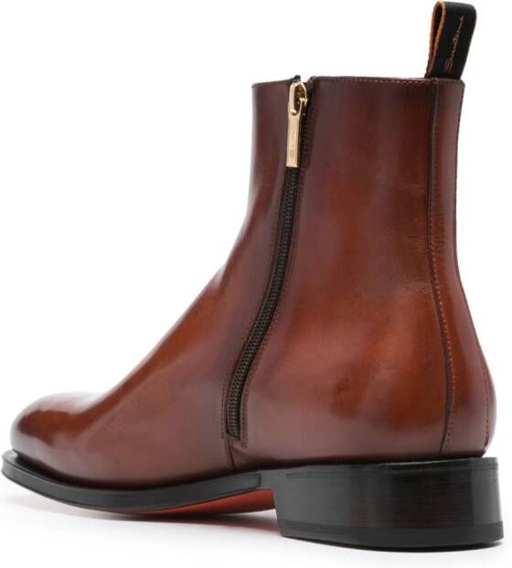 Santoni leather Chelsea ankle boots Brown