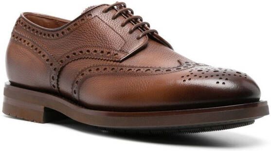 Santoni leather Derby brogue shoes Brown