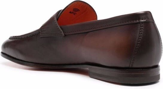 Santoni leather flat loafers Brown