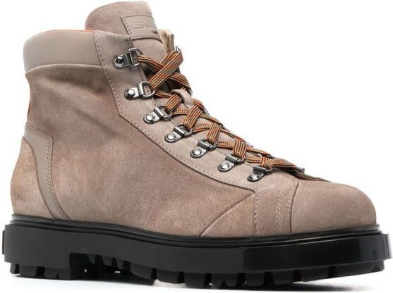 Santoni leather lace-up boots Neutrals