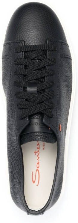 Santoni leather lace-up sneakers Black