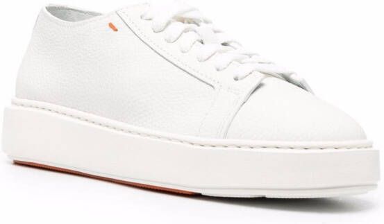 Santoni leather lace up sneakers White