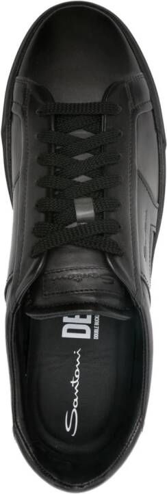 Santoni leather low-top sneakers Black