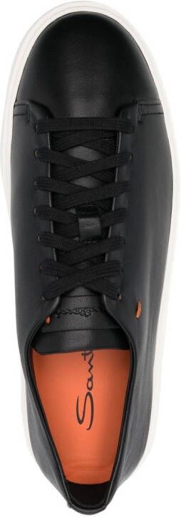 Santoni leather low-top sneakers Black