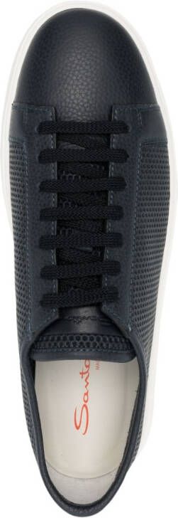 Santoni leather low-top sneakers Blue