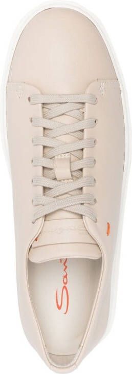 Santoni leather low-top sneakers Neutrals