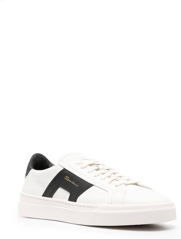 Santoni leather low-top sneakers White