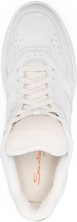 Santoni leather panelled sneakers White
