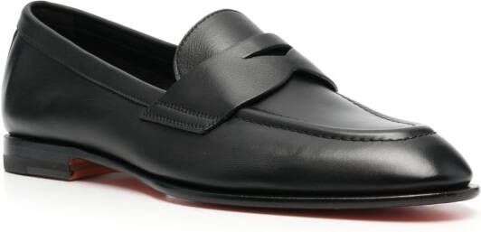 Santoni leather penny loafers Black