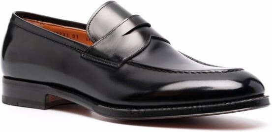 Santoni leather penny loafers Black