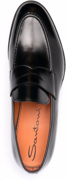 Santoni leather penny loafers Black