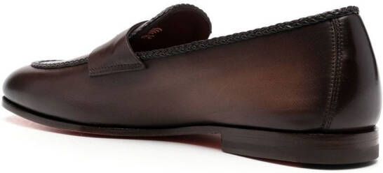 Santoni leather penny loafers Brown