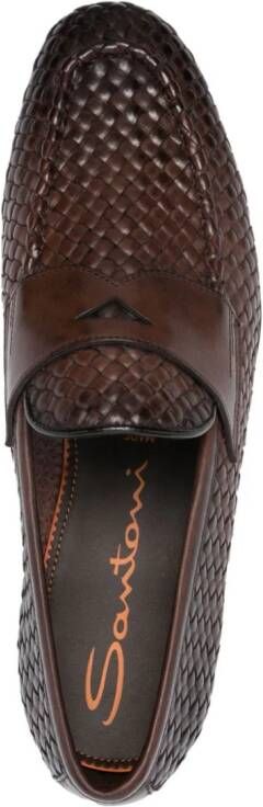 Santoni leather penny loafers Brown