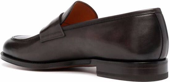 Santoni leather penny loafers Brown