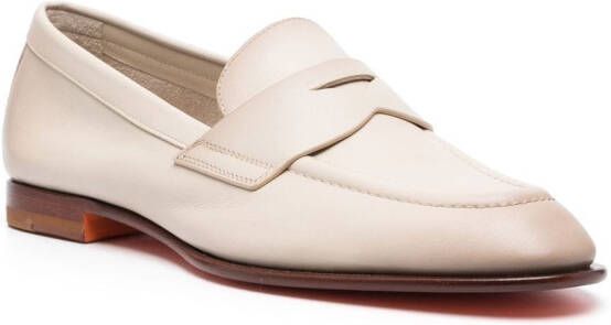 Santoni leather penny loafers Neutrals